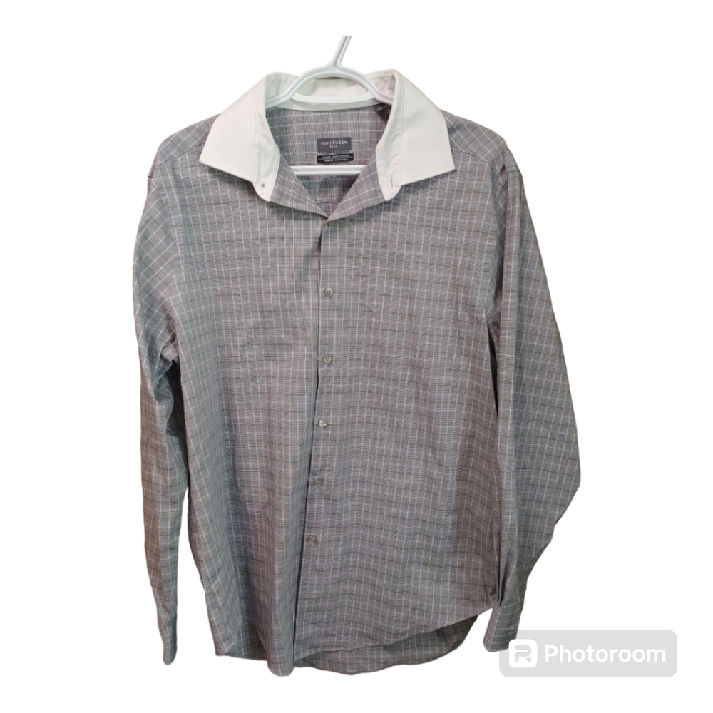 VAN HEUSEN Slim Fit Stretch Button Down Dress Shirt Size 16.5 32/33